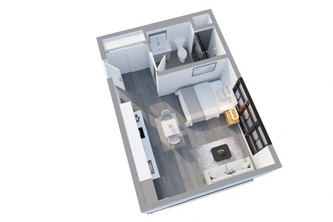 Floor plan for studio, 1 bath, 410 sqft